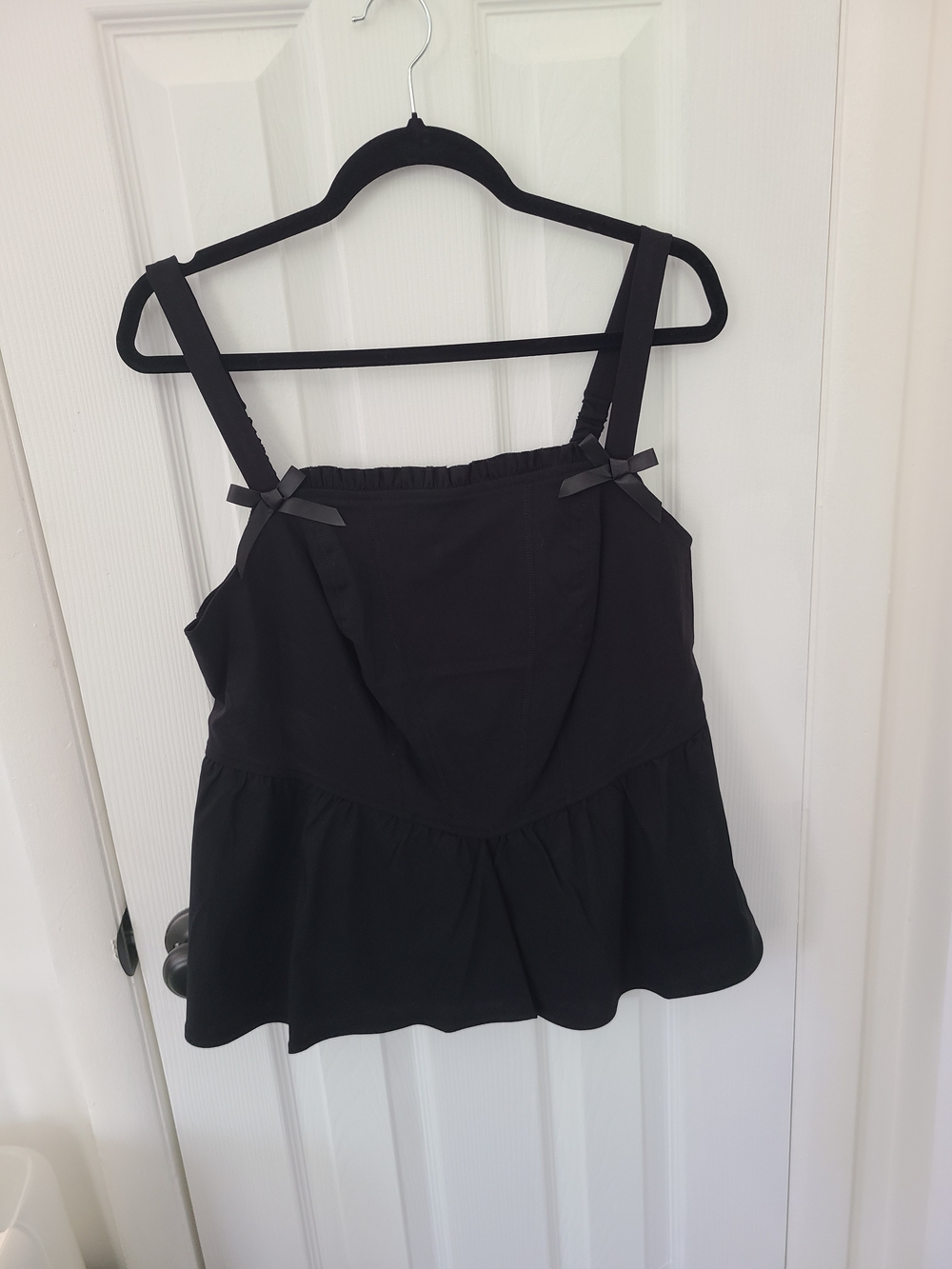 Torrid Black Peplum Corset Bow Top